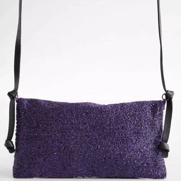 Free People Plus One Embellished Beaded Crossbody Bag Orchid Violet NWT - Picture 8 of 10